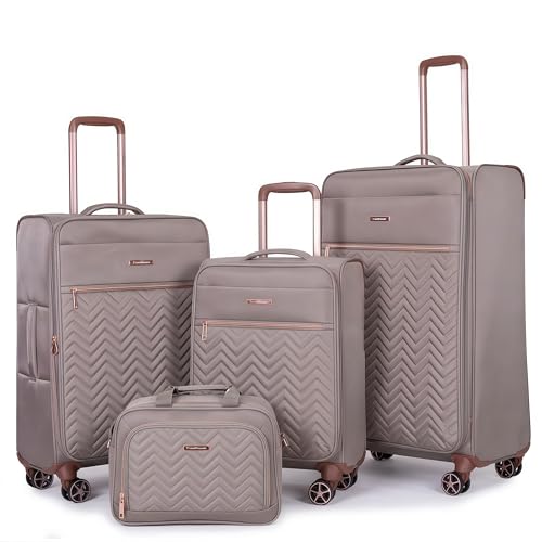 Travelhouse Softside 3 Piece Luggage Sets, 4 Piece Expandable Soft Sided Suitcase with Spinner Wheels, Lightweight Travel Set with Underseat Duffel Bag (16/20/24/28)