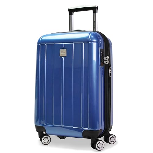 World Traveler VentureX Airline Approved 20-Inch Carry-On Luggage – Lightweight Hardside Polycarbonate Suitcase with Spinner Wheels - Contour Blue