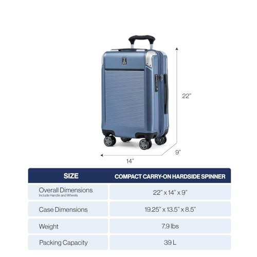 Travelpro Platinum Elite Hardside Expandable Carry on Luggage, 8 Wheel Spinner, TSA Lock, Hard Shell Polycarbonate Suitcase, Vintage Grey, Carry on 21-Inch