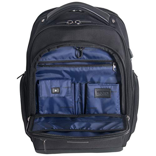Kenneth Cole Reaction ProTec Travel Business Backpack 17" Laptop Computer TSA Checkpoint-Friendly Bookbag With USB Port, Black