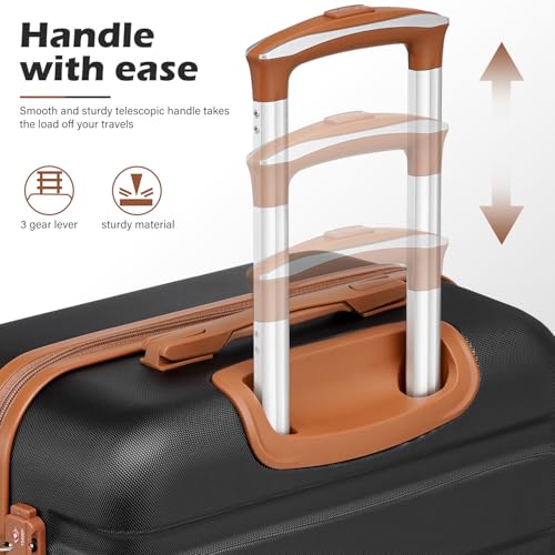 Coolife Luggage Suitcase Spinner Hardshell Lightweight TSA Lock (family set-sakura pink, 4 piece set(16in20in24in28in))