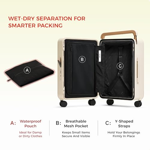 TUPLUS 20” Carry-On Hardside Luggage Lightweight ABS Travel Suitcase with Wide Handle Spinner Wheels TSA Combination Lock, Balance Series 2.0, Fresh Sprout Green