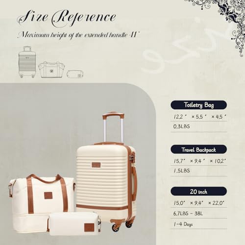 Coolife Suitcase Set 3 Piece Luggage Set Carry On Travel Luggage TSA Lock Spinner Wheels Hardshell Lightweight Luggage Set(White, 3 piece set (DB/TB/20))