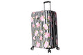 Betsey Johnson 26 Inch Checked Luggage Collection - Expandable Scratch Resistant (ABS + PC) Hardside Suitcase - Designer Lightweight Bag with 8-Rolling Spinner Wheels (Stripe Roses)