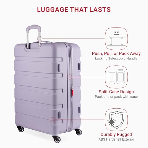 SwissGear 7366 Signature Hardside Expandable Luggage with Spinner Wheels, TSA Lock, Evening Haze, Checked-Large 27-Inch