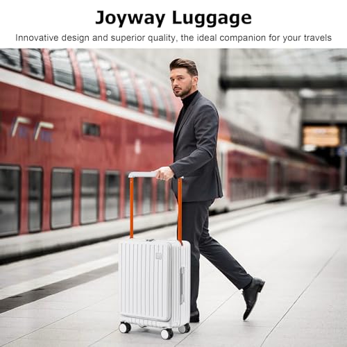 Joyway Hardshell Carry on Luggage with Front Pocket, Lightweight Hardside 20 Inch Suitcase with Spinner Wheels and TSA Lock (White, Carry on Luggage-20 Inch)