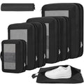 Prezon Compression Packing Cubes for Travel, Lightweight Vacation Travel Essentials, Travel Accessories for Suitcase Organizer Bags Set, Durable Luggage Organizer, 8 set, squre mesh, black
