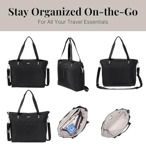 Baggallini Carryall Laptop Tote - Medium 12x19 Inch Travel Crossbody Shoulder Bag