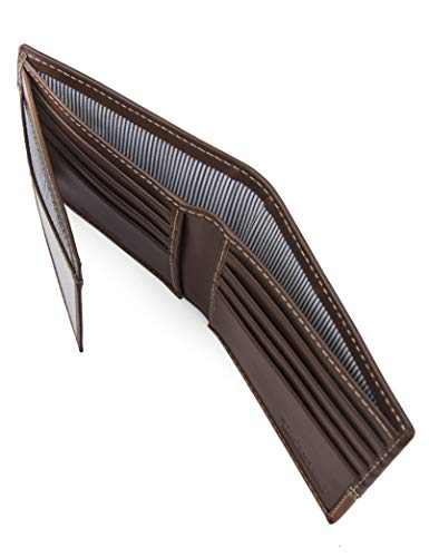 Timberland Men's Leather Passcase Bifold Wallet Hybrid, Brown/Tan, One Size