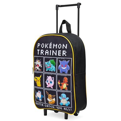 Pokemon Kids Foldable Trolley Suitcase 15”, 10.5 Litres 2 Wheels Black (S/15inch -10.5L, Black/Multi)