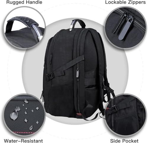 ANTERK Extra Large Travel Laptop Backpack, 17.3 Inch Carry on Backpack for Men Women, Big Anti Theft Water Resistant College Bussiness TSA Airline Approved Work Computer Backpack, Black