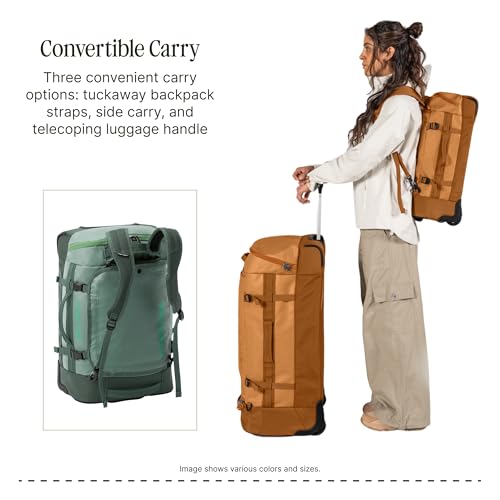 Eagle Creek Cargo Hauler XT Wheeled Duffel - Wheeled Backpack Duffel - Deployable Backpack Straps - Lockable U-Lid & Easy Access Compartment - Duck Green
