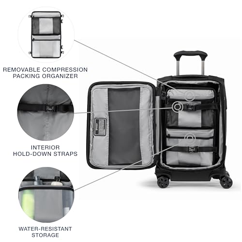 Travelpro Crew Classic Lightweight Softside Expandable Carry on Luggage, 8 Wheel Spinner Suitcase, Men and Women, Compact Carry On 20-Inch, Black