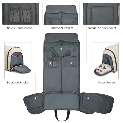 S-ZONE Carry On Garment Bag for Travel Convertible Garment Duffle Suit Bags for Men Women 2 in 1 Hanging Suitcase Business 50L