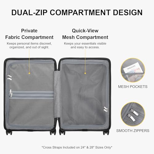 LEVEL8 Carry on Luggage Airline Approved with Spinner Wheels, Lightweight Luminous Textured Travel Bags for Women Men, Tsa Lock Cabin Suitcase, 20 Inch, Pickle Green