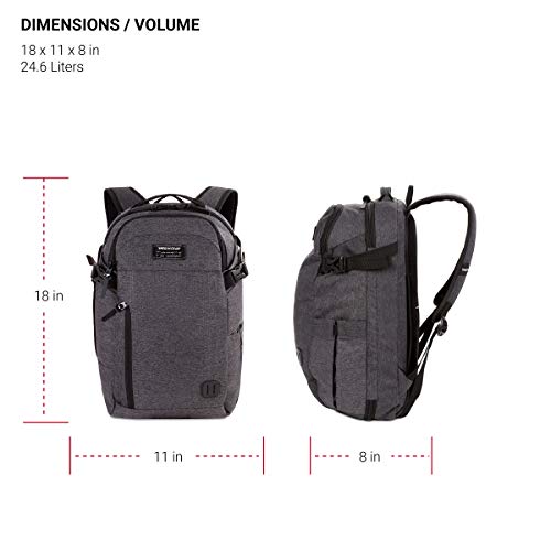 SwissGear Hybrid Travel Laptop Backpack, Heather Grey, 18-Inch