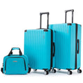 Rockland Costa Mesa 3 Piece Luggage Set, 2 Piece Hard Case Upright Luggages with Spinner Wheels and a 14" Polyester Tote Bag, (20"/24"/14" Tote), Turquoise