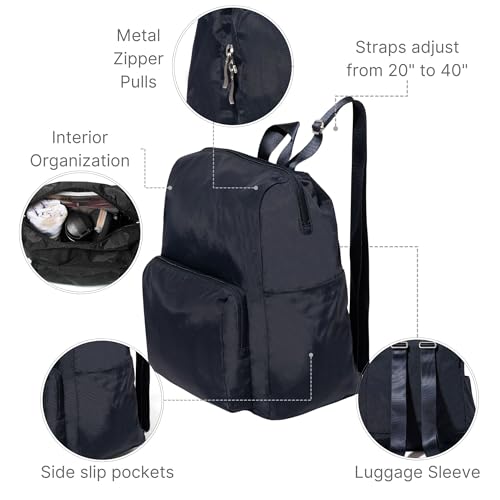 Baggallini Women's Carryall Packable Backpack, French Navy