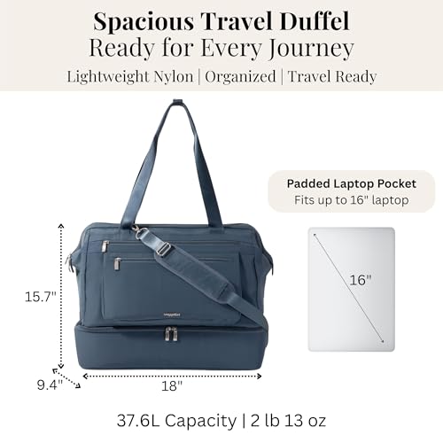 Modern Weekender - Lightweight 18"x15.7"x9.4" Duffel Carry-on Travel Bag for Women