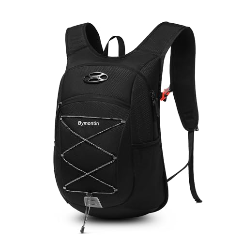 Bymontin Ultra-Light Soft Daypack 15L/20L, Cushioned Breathable Back Panel Backpack, Lightweight Packable Travel Backpack (Black, 15L)