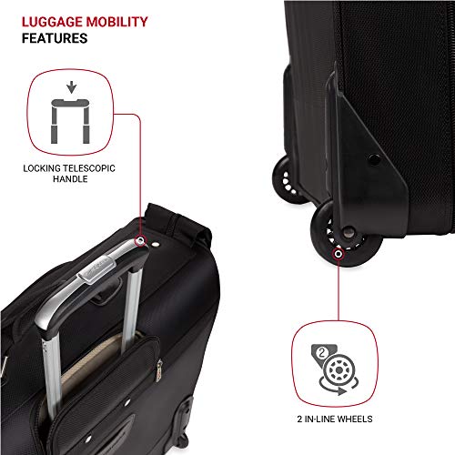 SwissGear 7895 Premium Rolling Garment Bag, Bonus Hanging Feature, Men's and Women's, 24-Inch Luggage - Black