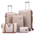 CONCEPTEN Luggage Sets 5 Piece, Expandable Hardside Suitcase with Spinner Wheels, 20/24/28 inch Travel Luggage Set, Lightweight Carry On with TSA Lock (Beige)