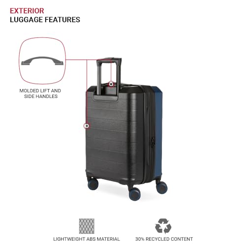 SwissGear Duet Hardside Expandable Luggage with Spinner Wheels, Navy/Black, 3-Piece Set (19/24/28)