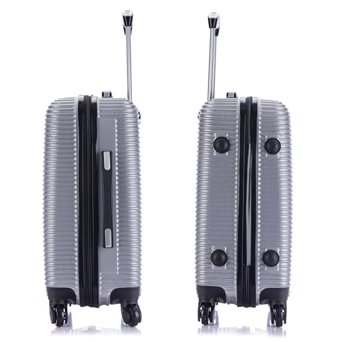 InUSA ROYAL Hardside Luggage with Ergonomic Handles | Spacious Travel Suitcase with Four Spinner Wheels and Studs | 20 Inch Hardside Carry-On Spinner Luggage | Silver