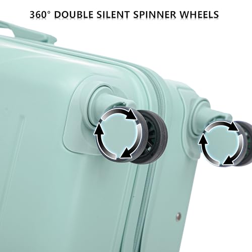 MoBtovs Luggage Sets, 3 Piece Durable Suitcase Set, ABS with Spinner Wheels and Combination Lock, 20"/24"/28", Suitable for Long Term travel and Carrying with You, Mint Green