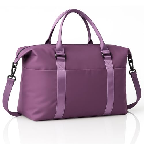 Weekender Duffel Bags for Women, Purple Travel Totes Bag for Airplane Essentials, Overnight Bags for Women with Trolley Sleeve, Large Carry On Hospital Bag for Labor and Delivery, Sport, Gym