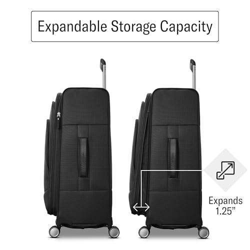 Samsonite UpLIFT Lightweight Medium Checked Softside Luggage with Spinner Wheels - Expandable - Airline-Approved, Polyester Soft Suitcase for Ultra Light Travel - Black
