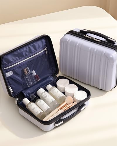 Coolife Luggage Expandable(only 28") Suitcase PC+ABS Spinner 20in 24in 28in Carry on (white grid new, 5 piece set)