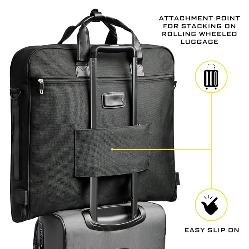 ZEGUR Premium Suit Garment Bag Carry On - Hangs 4 Suits - Travel & Business with Shoulder Strap and Laptop Compartment