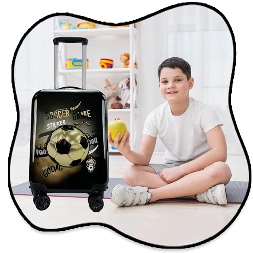 Inprof Kid’s Luggage Set 5 Piece Suitcase Set 16’’ Hardside Football Luggage with Spinner Wheels Boys Carry on Toddler Travel Rolling Suitcase Carry on Luggage Airline Approved