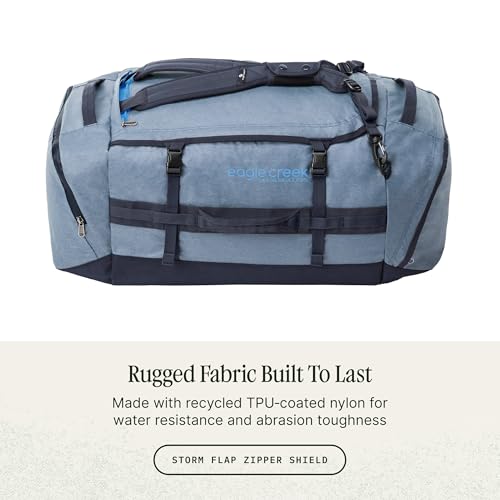 Eagle Creek Cargo Hauler Duffel Bag - Carry-On Duffel Bag for Travel - Easy Access Compartments - Lockable Zipper Opening - Water Resistant - Glacier Blue - 90L