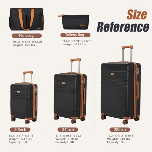 Luggage Sets 5 Piece Suitcases with Wheels, ABS Hardside Suitcase Sets with TSA Lock, Carry On Luggage, Checked Luggage & Large Suitcase, Lightweight Durable Travel Suitcase for Men Women, 20"/24"/28"