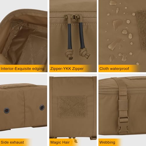 PETAC GEAR 4 PCS Tactical Modular Packing Cubes with Waterproof Material, Large Capacity Storage Bag, Easy Clean Outdoor Travel Organize Storage Pouches Bags (CB)