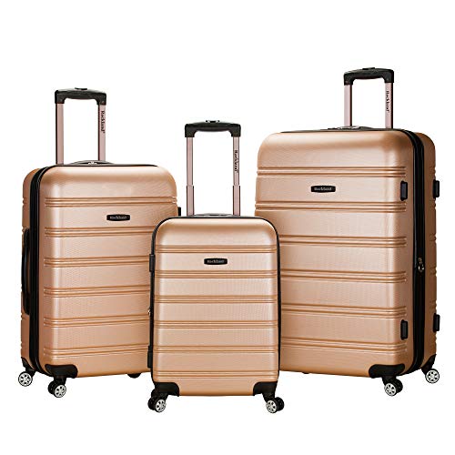 Rockland Melbourne Hardside 3 Piece Expandable Spinner Wheel Luggage Set, (20"/24"/28"), Champagne
