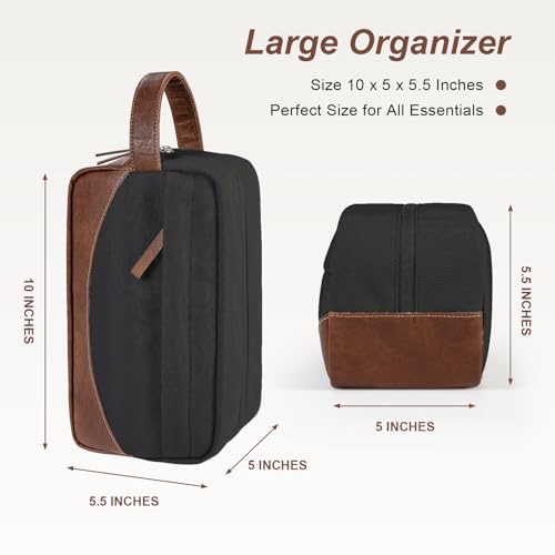 Ezday Travel Toiletry Bag for Men, Hanging Toiletry Organizer, Water Resistant Shaving Kit with Large Capacity for Travel Accessories (Black, Medium)