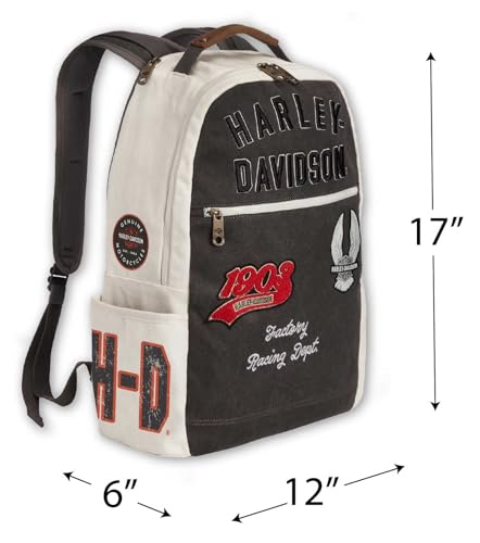 Harley-Davidson Multiple Patches & Logos Vintage Backpack, Durable Canvas