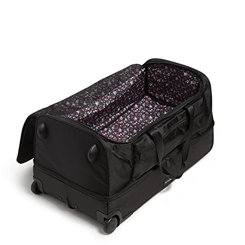 Vera Bradley Women's Recycled Ripstop XL Foldable Rolling Duffel Travel Bag, Black, One Size