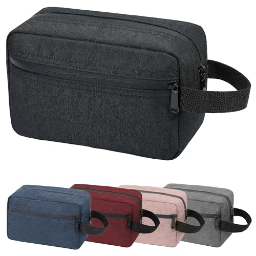 DSYSC Travel Toiletry Bag for Women Men, Small Makeup Bag, Water-Resistant Cosmetic Bag, Cosmetic Pouch, Traveling Dopp Kit, Travel Essentials Accessories (Black)