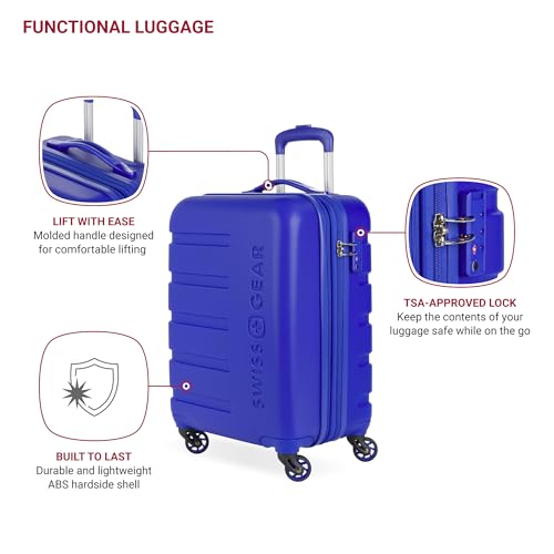 SwissGear 7366 Signature Hardside Expandable Luggage with Spinner Wheels, TSA Lock, Cup-Holder, Cobalt, Carry-On 19-Inch