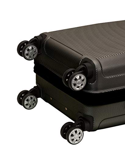 Rockland Skyline Hardside 3 Piece Spinner Wheel Luggage Set, (20"/24"/28"), Grey