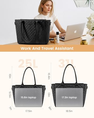 LOVEVOOK Teacher Tote Bag for Women, Quilted Work Tote Nurse Laptop Bag, Large Computer Shoulder Bags with Zipper for Travel