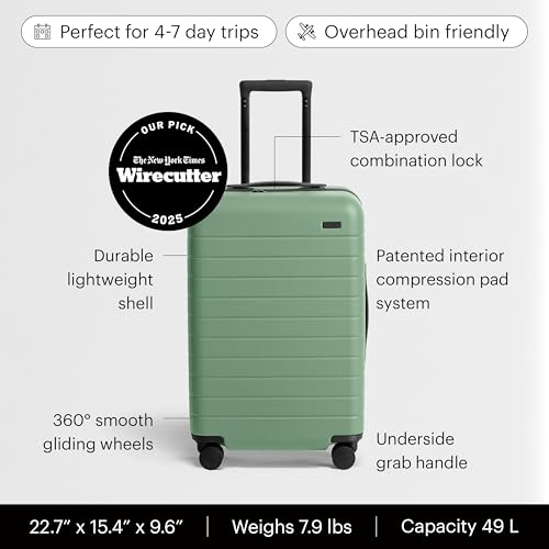 Away Bigger Carry-On Luggage - 23-Inch Lightweight Hardside Suitcase with 360° Spinner Wheels, Interior Compression System, TSA-Approved Lock - Sea Green