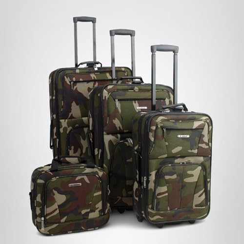 Rockland Fashion Softside Upright Luggage Set,Expandable, Wheel, Telescopic Handle, Camouflage, 2-Piece (14/19)