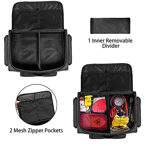 samdew Underseat Storage Bag Fit for SuperCrew Cab, Truck Under Seat Organizer with 1 Detachable Inner Divider & Anti-Slip Bottom for Full Size Trucks, Black