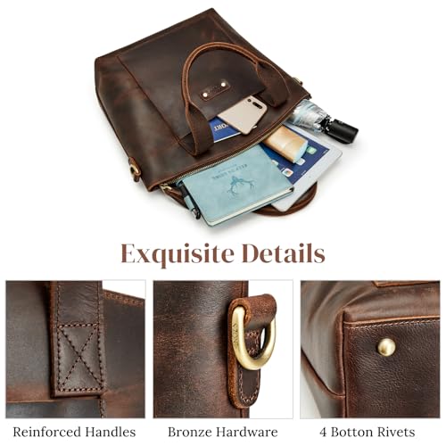 S-ZONE Genuine Leather Satchel Bags for Women Crossbody Tote Top-Handle Handbags Shoulder Purse Medium