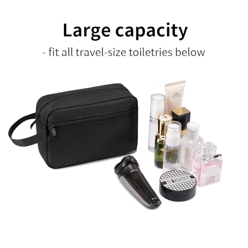 XIRYOHEAUR Travel Hanging Toiletry Bag with Carry Handle - Water-Resistant Small Cosmetic Organizer for Men & Women, Makeup, Shaving Kit, Gym & Travel Essentials (Black)
